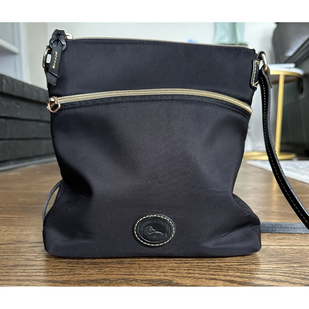 Dooney & Bourke Women's Black Nylon Crossbody Bag Adjustable Strap Minimalist